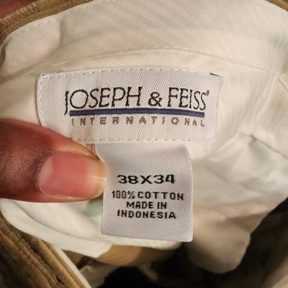 💕5 For $20 Joseph & Feiss Men's Corduroy Tan Pants Size 38 NWT